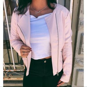 Baby pink leather jacket